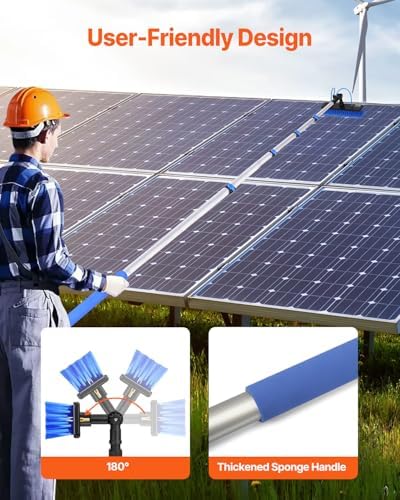 VEVOR Water Fed Pole Kit, 24FT Solar Panel Cleaning Pole with Extendable Handle, 180° Rotatable Brush Head & 65.6FT Hose, Household & Outdoor Window Cleaner Tool for Caravan Solar Panel Deck