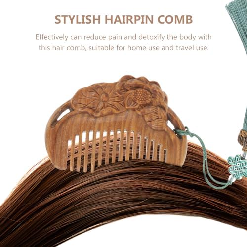 Wooden Scent Comb with Fine Tooth, Scalp Massaging Features - Sandal Wood Design Inspired by Japanese Tradition