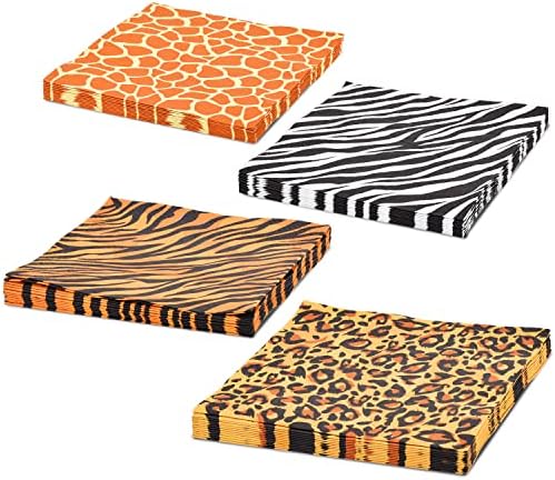 Jungle Safari Animal Print Napkins - Paper Napkins for Safari Themed Party & Events, 3 Ply 48 Pack