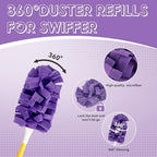 Reusable Duster Pads Compatible with Swiffer Hand Duster, 360 Duster Refill, Dusters Heavy Duty Refills, Microfiber Dusters Refills for Blinds, Car, Furniture, Fans, 3 Pack (Handle is Not Included)