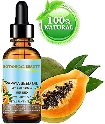 Botanical Beauty PAPAYA SEED OIL. 100% Pure / Natural / Undiluted /Refined Cold Pressed Carrier Oil. 0.5 Fl.oz.- 15 ml. For Skin, Hair And Lip Care.