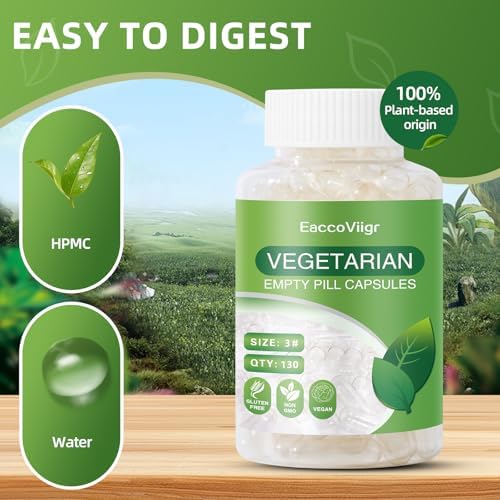 Size 3 Empty Capsules - 130 Count Clear Empty Pill Capsules Size 3 with Capsule Filling Kit, Fillable Vegan Vegetarian Capsule Empty for Vitamins, Easy for DIY Supplements