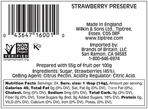 Tiptree Strawberry Preserve, 12 Ounce (Pack of 6)