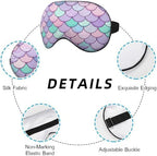 Mermaid Scales Eye Mask Sleeping Mask Pink Purple Blue Green Scales Marine Life Sleep Masks Silky Soft Eye Cover for Women Men Shading Blindfold for Air Travel Sleeping