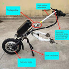 500W Wheelchair Pull Device, Electric Handcycle Wheelchair Attachment, with 3 Speeds Adjustable, 48v 17ah Battery, Range 70km Wheelchair Motor Attachment A