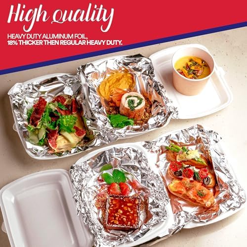 Foilman Thick & Heavy Duty Aluminum Foil Roll with Sturdy Corrugated Cutter Box, Food Safe Cling Wrap for Cooking, Baking, Roasting, Grilling, Freezer Storage - Durable Kitchen Use - 12 in x 300 sq ft