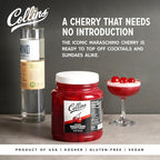 Collins 72 oz Stemmed Maraschino Cherries, Bulk Cocktail Garnish for Mocktails, Desserts and Ice Cream Sundaes, Bright Red Cherries with Stems for Party Supply, Food Service & Bars, 4.5 Pound Jar