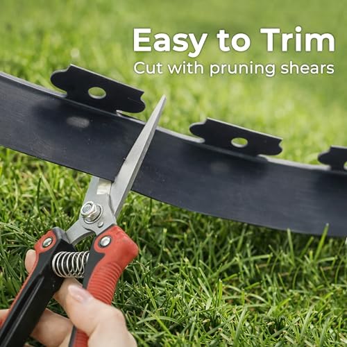 Gardzen 1.5" x 100' Landscape Edging Kit, Garden Edging Coil Comes with 120 Pcs Spikes, No Dig Lawn Border
