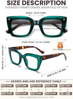 Hubeye 3 Pack Oprah Style Reading Glasses Oversized Readers Blue Light Blocking Computer Eyewear With Spring Hinge