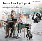 Helavo Ultra-Compact Walker for Seniors with Seat, Fully Assembled Double Folding Rollator, Travel Walker with 8" Rubber Wheels and Height Adjustable Handles