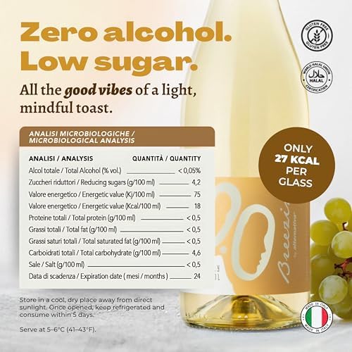 Breezin’ White Dry Non-Alcoholic 0.0% - Fresh and Intense Flavor with Notes of Pear and Tropical Fruit, Perfect for Dinners and Parties - 2 x 750 ml Bottles - Alcohol-Free Made in Italy by Alternativa