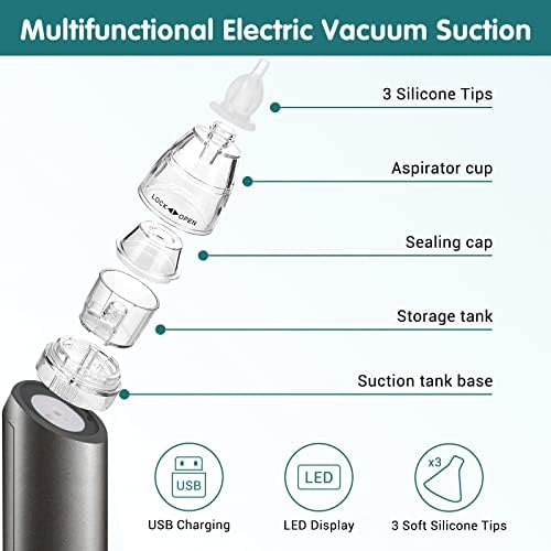 Ear Wax Vacuum Removal Kit with Carrying Case, 6 Levels Electric Strong Suction Ear Wax Remover, USB Charge Ear Wax Vacuum Cleaner, Ear Wax Suction Remover Device for Adults and Kids (Black)