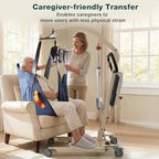 WHLICKS Electric Patient Lift with Full Body Sling – 400LBS Heavy Duty Transfer Chair for Elderly, Full-Range Open Base Slides Under Bed/Chair, Fast Folding Homecare Lift with Braked Casters