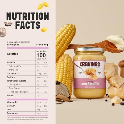 Cravings by Chrissy Teigen 2 Pack Creamy Corn & Truffle Pasta Sauce | Imported Italian Pasta Sauce with Sweet Corn, Aged Cheese & Black Truffle | Creamy Alfredo Style Cooking, 14.5oz each