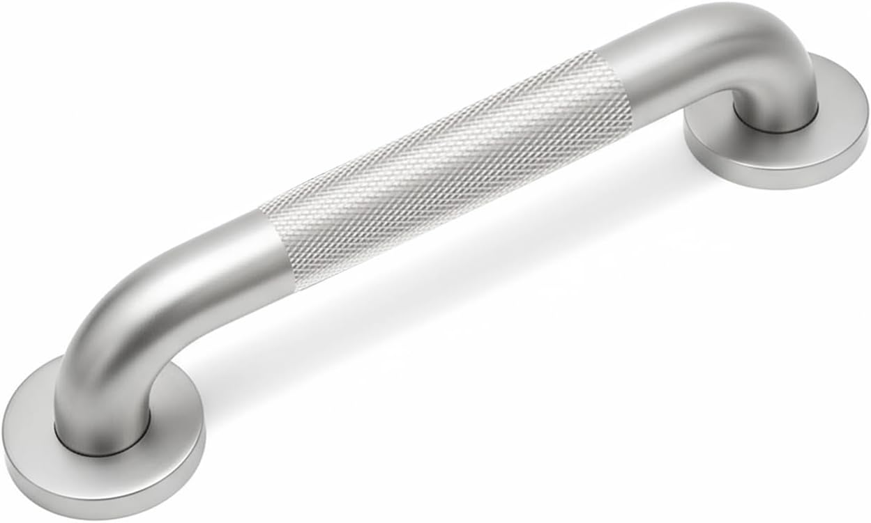 16 Inch Shower Grab Bars for Seniors 1.25'' Brushed Nickel Stainless Steel Grab Bar for Bathroom, Non Slip Knurled Safety Handrail for Bathtub Toilet Wall, Gifts for Elderly and Handicapped
