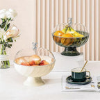 Fruit tray living room coffee table snack bowl basket, cream decoration thickened plastic drain fruit stand fruit bowl with lid (green)
