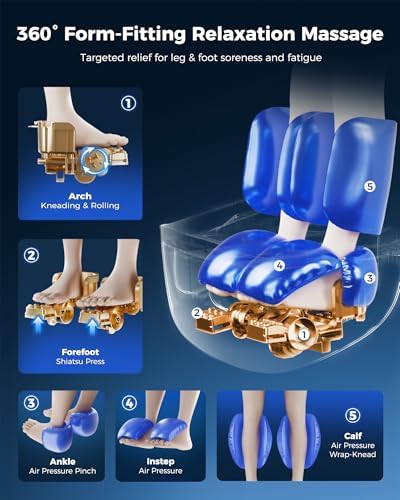 KNQZE 2 in 1 Shiatsu Foot and Calf Massager with Heat, Ottoman Foot Massager for Plantar Fasciitis, Neuropathy, Foot Pain Relief, FSA Eligible HSA Store, Birthday Gift for Women Man, Up to Men Size 14