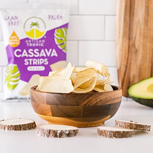 ARTISAN TROPIC Cassava Strips Sea Salt - 8 Pack, 2oz - Vegan, Paleo, Gluten Free Chips – Non-GMO Healthy Snack Potato Chip Alternative for Lunches, Dipping, Parties - Baked Cassava Flour Chips