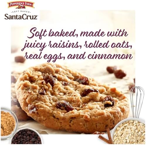Pepperidge Farm Santa Cruz Soft Baked Oatmeal Raisin Cookies, 8.6 oz. Bag (Pack of 2)