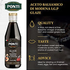 Ponti Glaze with Balsamic Vinegar 17.6oz (500ml) Large - Concentrated Thick Drizzle with Grape Must & Vinegar of Modena Sweet Sour Tangy Flavor - Italian