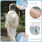 10 Pack Disposable Rain Ponchos for Adults, Card-Sized Emergency Ponchos Family Pack with Hood for Travel