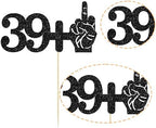 Ephlyn 1Pc 39+1 Black Glitter Cake Topper 40th Birthday Party Cake Decorations for Funny Forty Years Old Birthday Party Supplies