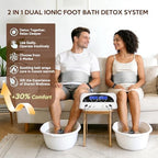 veicomtech Dual Ionic Foot Bath Detox Machine - Professional Ionic Foot Bath Spa Cleanse with 2 Waist Belts, 2 Arrays, 10 Liners