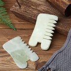 BBTO 2 Pcs Jade Comb for Scalp Massage Gua sha Comb for Head Body spa Hair Multifunctional Handheld Massage Tools(Classic Style)