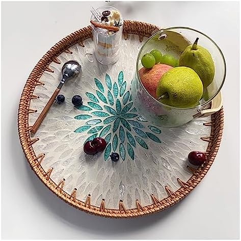 Fruit Bowls Woven Fruit Tray Tray Living Room Coffee Table Home Snack Storage Basket Bun Box Snacks Fruit Basket Fruit Tray fruit basket (Color : 07, Size : Small)