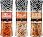 Soeos Spice Seasoning Set of 3, 5.2oz(146g), With Integrated Grinders, Salt and Pepper Grinder Set, Pure and Fresh Perfect for BBQ Seasoning Gift Set, Grilling Spice, Herb, Spice & Seasoning Gifts