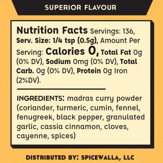 Spicewalla Madras Curry Powder 3.6 oz - Indian Seasoning - Non-GMO, No MSG, Gluten Free