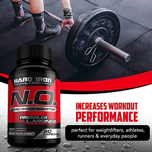 N.O. Nitric Oxide Booster with L-Arginine, L-Citrulline - Non-GMO, Gluten-Free, Vegan - Pre-Workout Supplement for Muscle Growth, Stamina, Energy, Pumps, Vascularity - 60 Capsules