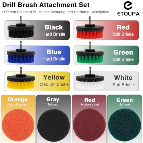 30 Piece Drill Brush Attachments Set, Scrub Pads & Sponge & Wire Brush for Drill, Power Scrubber Brush with Extend Long Attachment, Drill Scrubber Brush Kit for Bathroom, Floor, Car, Grout