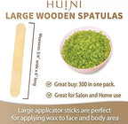 Huini 300 Count Salon Waxing Hair Removal Large Wooden Spatulas Wax Applicator 6 x 3/4in