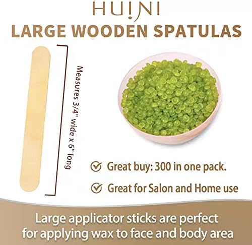 Huini 300 Count Salon Waxing Hair Removal Large Wooden Spatulas Wax Applicator 6 x 3/4in