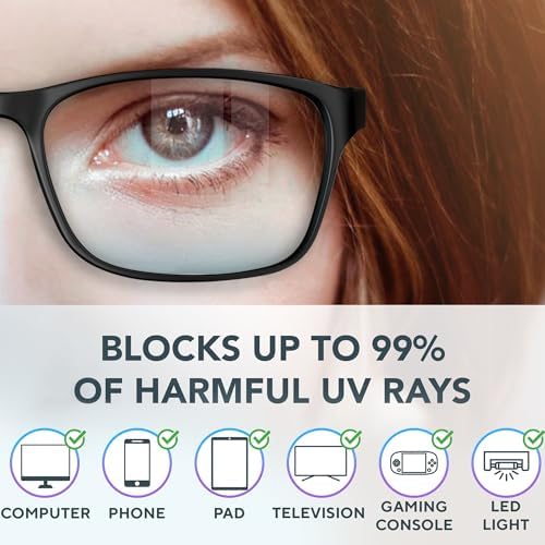 Stylish Blue Light Blocking Glasses for Women & Men – Helps Ease Digital Eye Strain & Headache from Computers, Phones w/Case