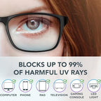 Stylish Blue Light Blocking Glasses for Women & Men – Helps Ease Digital Eye Strain & Headache from Computers, Phones w/Case