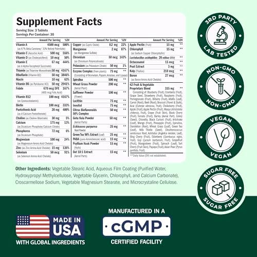 Vegan Multivitamin for Men and Women with Vitamins and Chelated Minerals for Energy, Focus and Immune Health – Premium Daily Womens and Mens Multivitamins & Multiminerals – 90 Tablets
