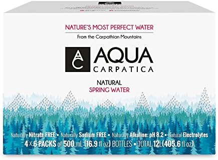 Aqua Carpatica Natural Spring Water Bottles, Naturally Filtered Alkaline Pure Water, 500ml / 16.9 oz. (24 Pack)