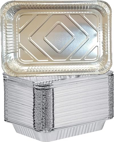 4 LB Aluminum Foil Pans, 12 x 8 x 1.7” Trays, Foil Pans for Baking, Roasting, Broiling (20 Counts)