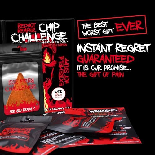 Red Hot Reaper – 1x Chip Challenge Hottest Snack Carolina Reaper & Trinidad Scorpion - Super Spicy Hot Chip