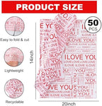 BEISHIDA White Red Mother's Day Tissue Paper Bulk,I Love You Wrapping Tissue Paper for Gift Bags, 14 x 20 Inch Gift Wrap for Valentines Wedding DIY Crafts Holiday Flowers-50 Sheets