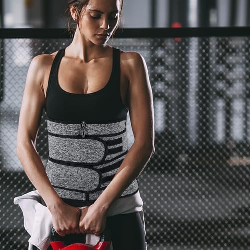 Yardwe Adjustable Zipper Waist Training Belt Breathable Fitness Abdominal Support Staylace for Women Workout and Waist Slimming Gray S