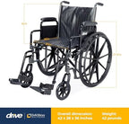 Drive Medical SSP220DDA-SF Silver Sport 2 Lightweight Folding Wheelchair, Black