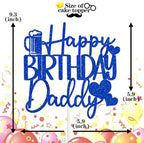 Happy Birthday Daddy Cake Topper, Happy Birthday Father, Best Dad Ever, Father's Day Party Decorations Supplies, Blue Glitter