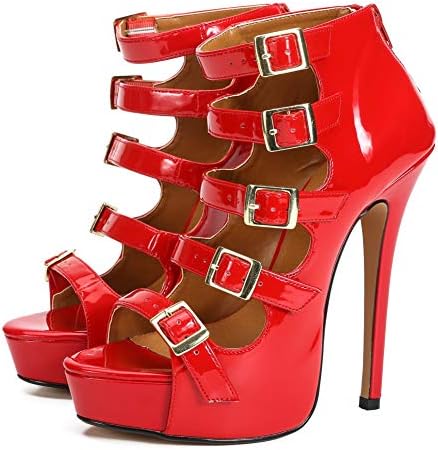 MAIERNISI JESSI Unisex Men's Women's Gladiator Platform Sandals, Buckle Parallel Straps, Stiletto High Heel, 6.3 Inch Heel Summer Ankle Boots