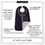 Adult Bibs for Men, Wipe ‘n Wear™ Clothing Protectors for Eating, Senior Adult Bib Crumb Catcher, Waterproof, Reusable, Washable (Polo)