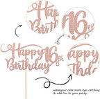 Rsstarxi 1 Pack Happy 16th Birthday Cake Topper Glitter Number 16 Sixteen Years Old Birthday Cake Pick Decoration for 16th Birthday Celebrating Anniversary Party Supplies Rose Gold