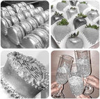 Silver Edible Glitter Spray - 10g Edible Silver Glitter for Cakes Food Grade Metallic Shimmer Powder Cake Sprinkles for Cookie Decorating Chocolate Strawberry