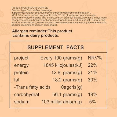 YEGE Mushroom Coffee Organic, 6 Mushroom Blend Cordyceps, Reish, King Trumpet, Shitake, Turkey Tail, Lions Mane for better Focus, Energy, Digestion and Immunity（30 Servings）